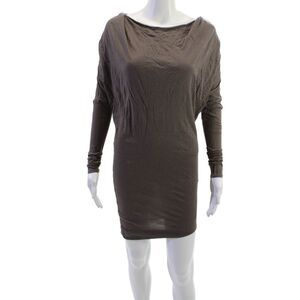 Helmut Womens Bodycon Mini Dress Brown Long Sleeve Modal Pima Size S